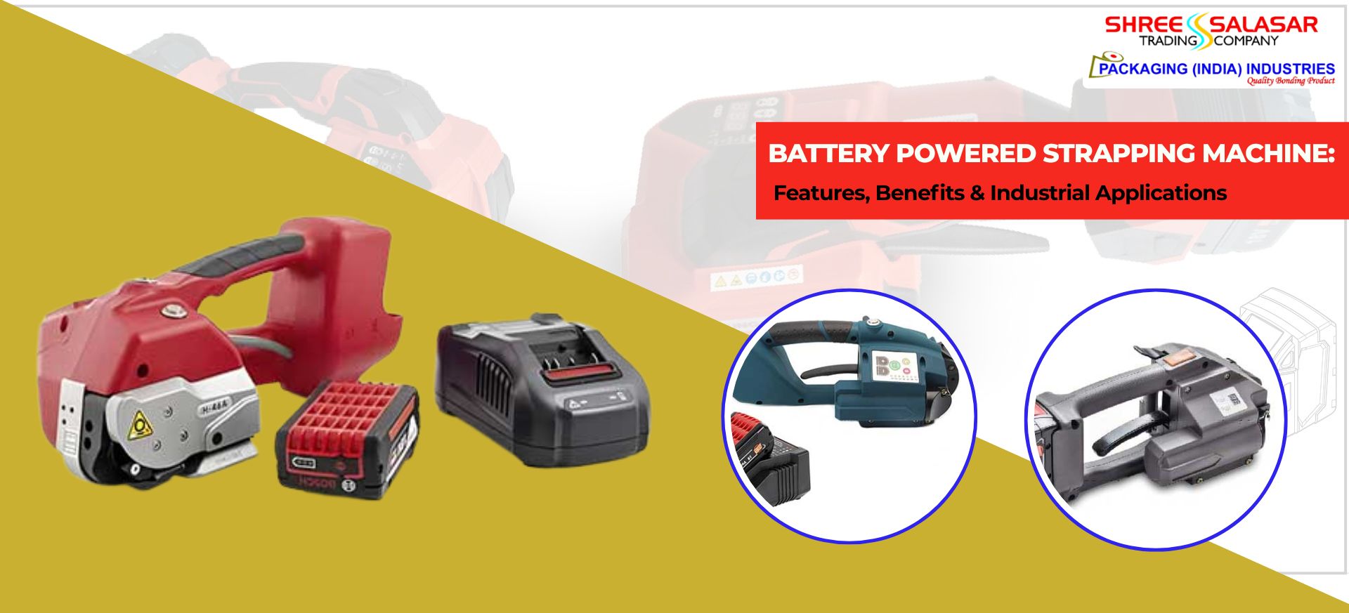 Battery powered strapping machine used for industrial PET strapping